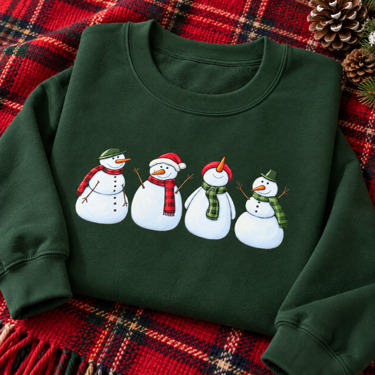 Snowman Crewneck Sweatshirt — folded lifestyle mockup