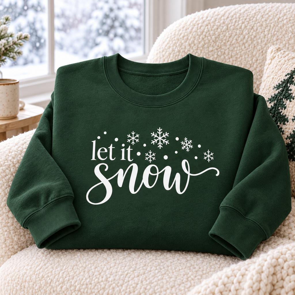 Let It Snow Crewneck Sweatshirt — folded lifestyle mockup