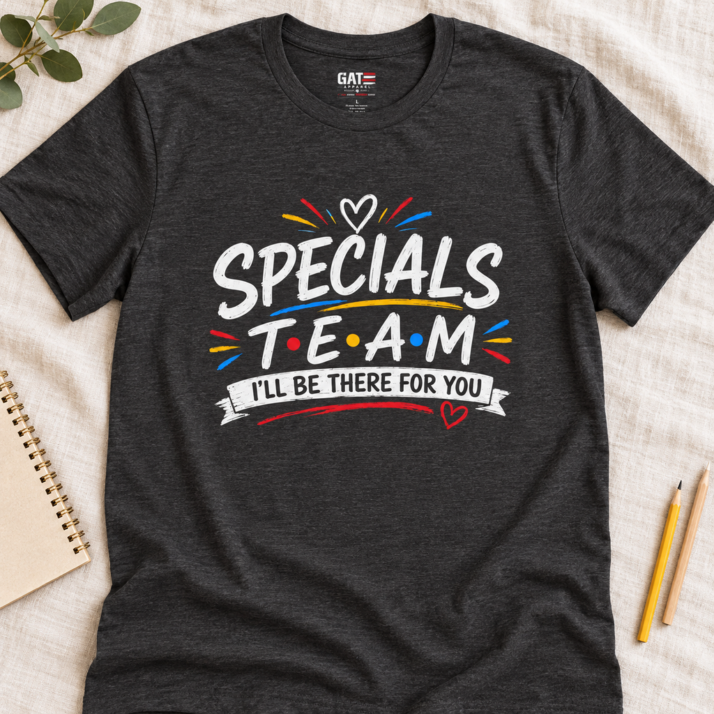 Specials Teacher Team Shirt | School Staff Tee — layflat lifestyle mockup