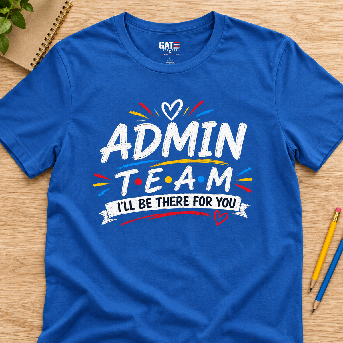 School Admin Team Shirt | Staff Spirit Tee — layflat lifestyle mockup