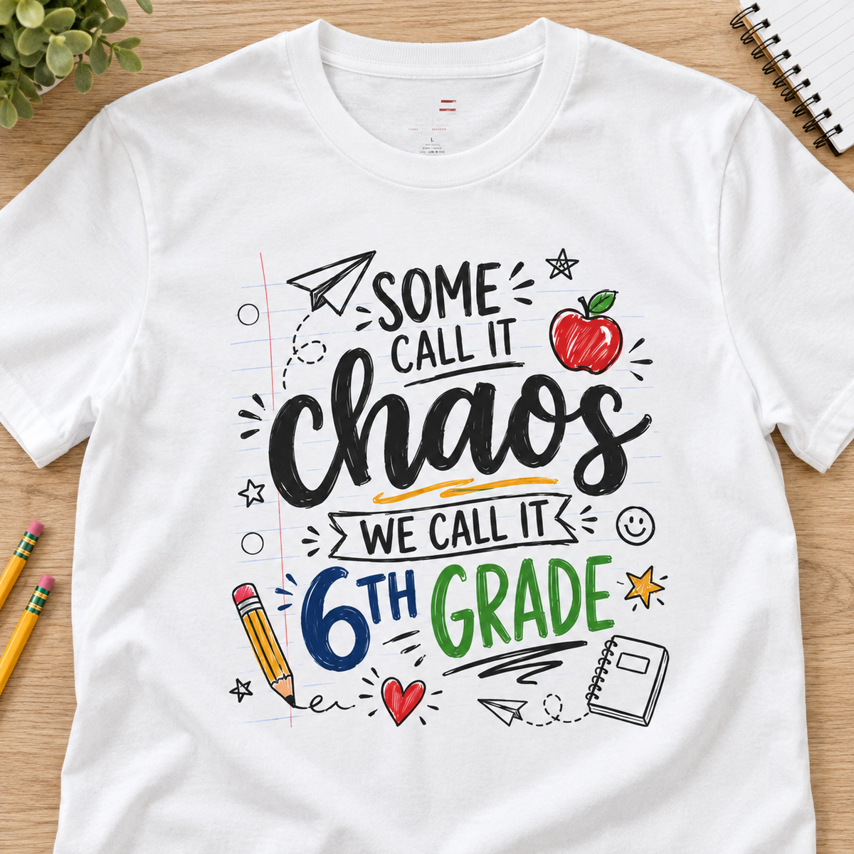 Personalized Middle School Teacher Shirt | Custom Grade Level — layflat lifestyle mockup