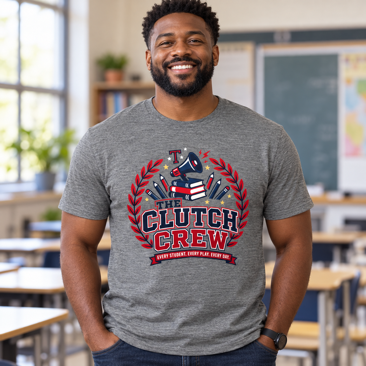 Personalized Teacher Team Sports T-Shirt — worn lifestyle mockup