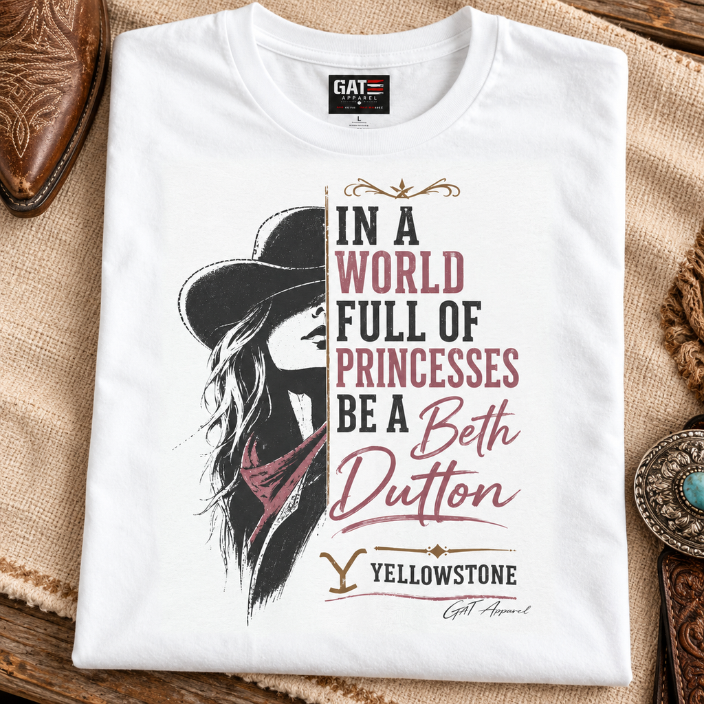 Beth Dutton Ranch Shirt | Western Cowgirl Tee — folded shirt lifestyle mockup