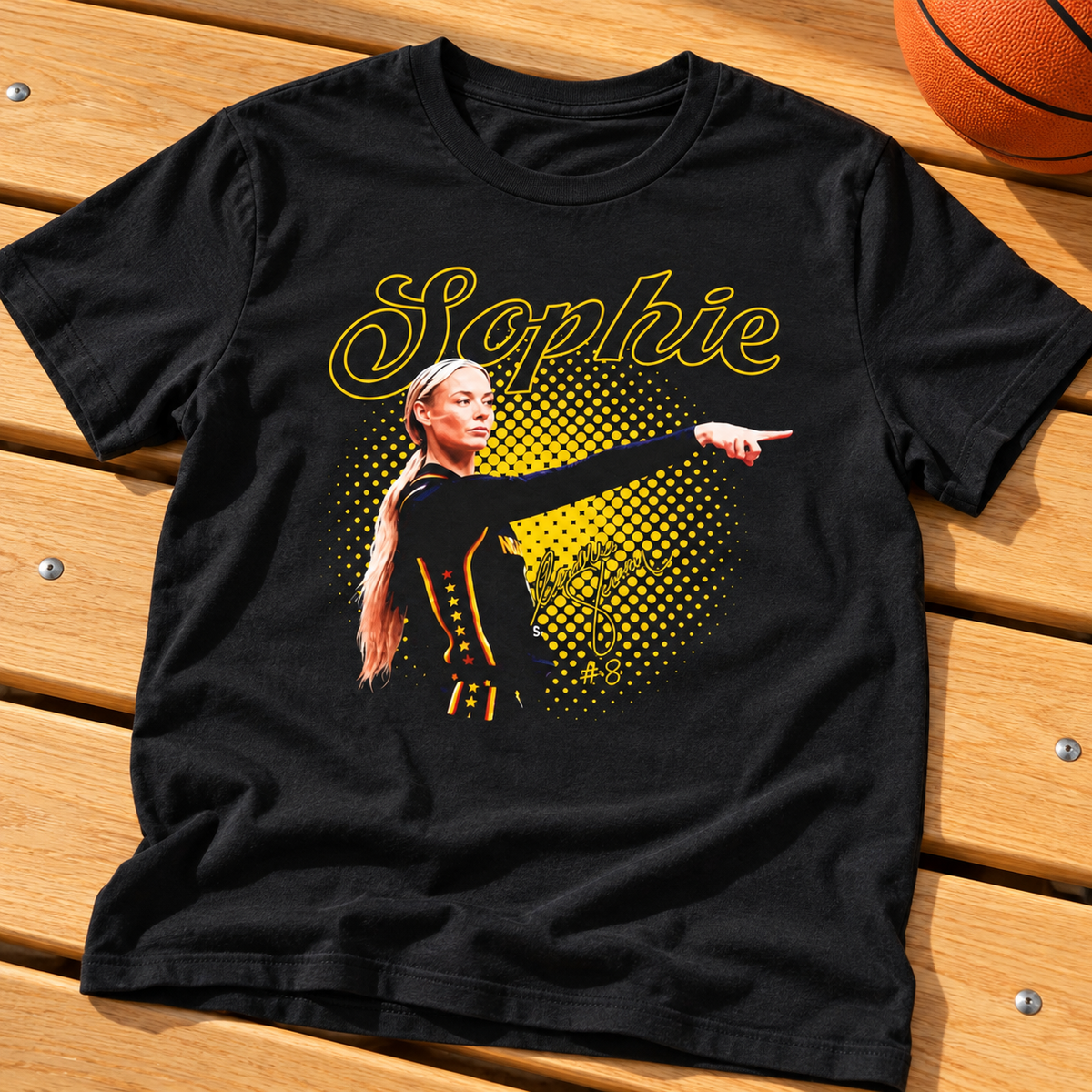 Indiana Fever – Sophie Cunningham – Shirt | WNBA Basketball Tee lay-flat lifestyle main photo