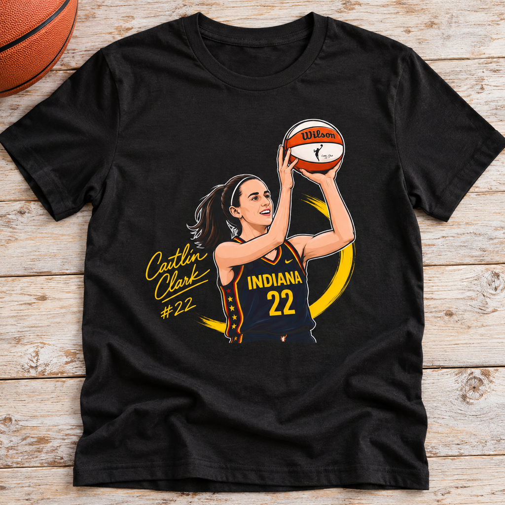 Indiana Fever – Caitlin Clark – #22 Shirt | WNBA Basketball Tee lay-flat lifestyle main photo