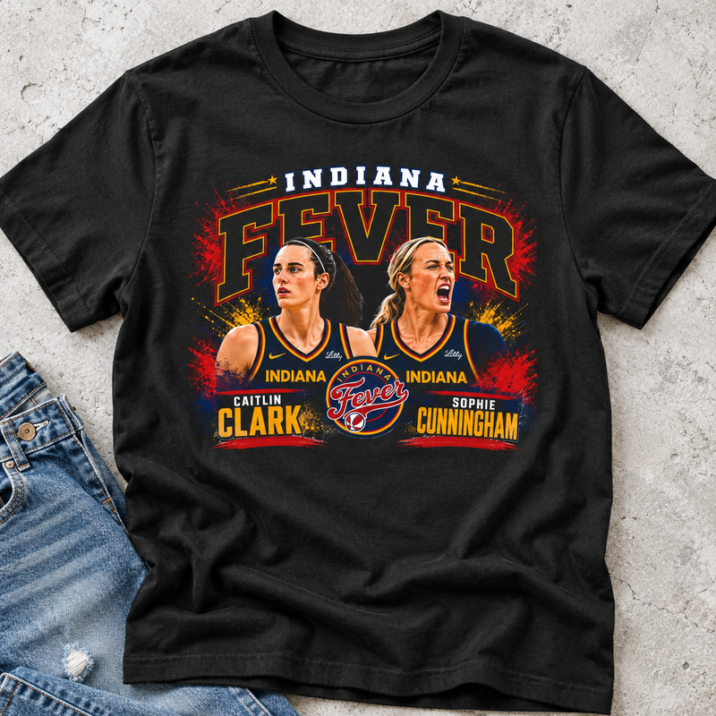 Indiana Fever – Caitlin Clark & Sophie Cunningham – Retro Duo Portrait Tee
