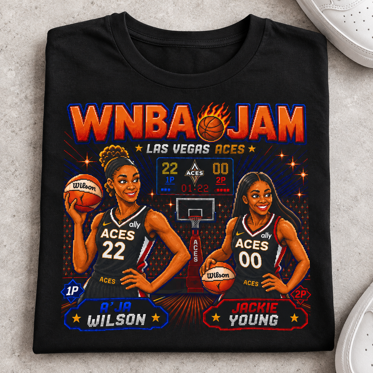 Las Vegas Aces – A’ja Wilson & Jackie Young – WNBA JAM T-Shirt folded lifestyle main photo