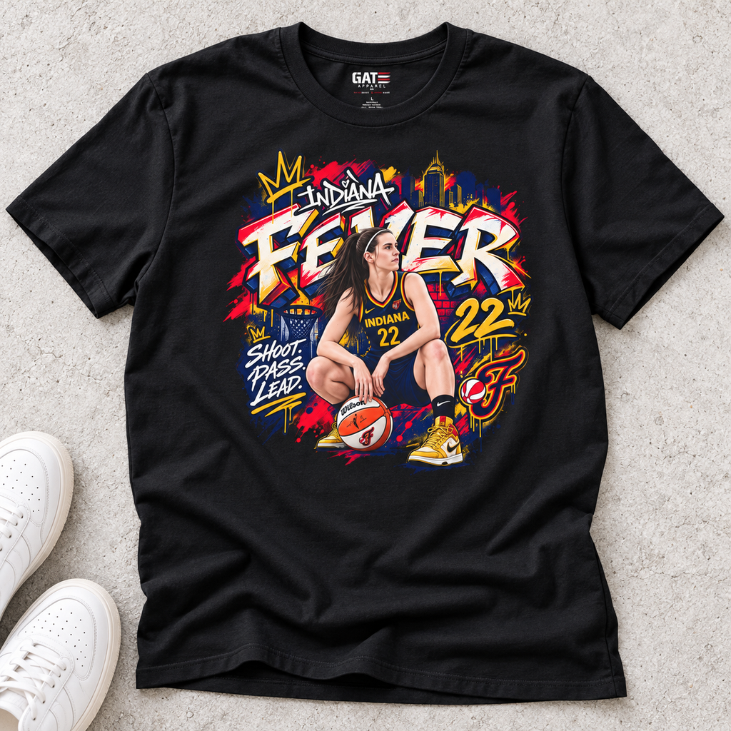 Indiana Fever – Caitlin Clark – T-Shirt – Style 3 lay-flat lifestyle main photo