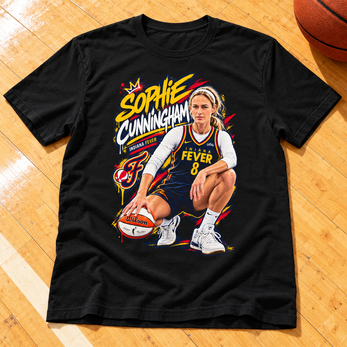 Indiana Fever – Sophie Cunningham – T-Shirt lay-flat lifestyle main photo