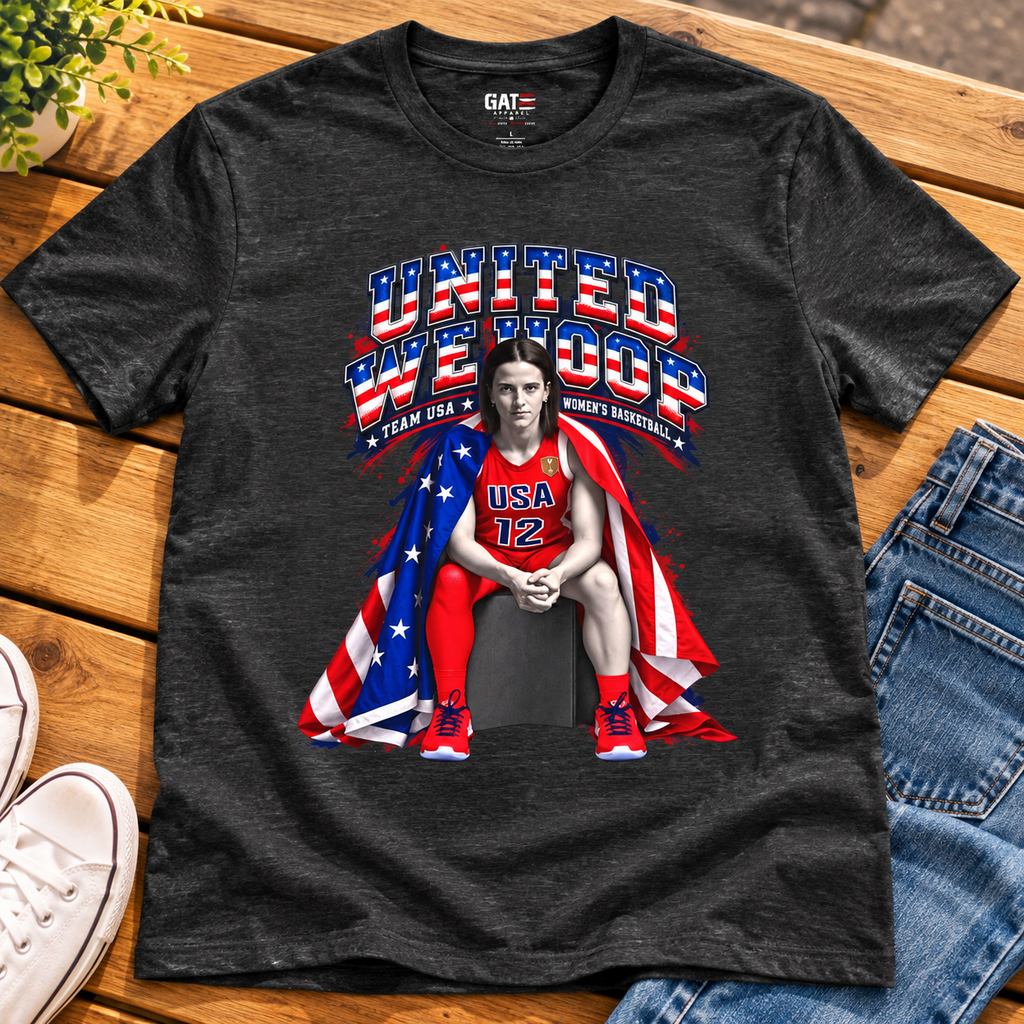 Caitlin Clark Team USA Basketball T-Shirt – Style 2 lay-flat lifestyle main photo