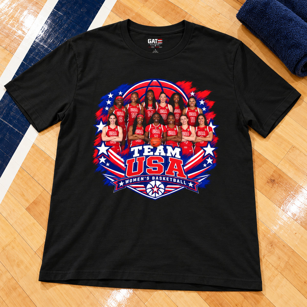 Team USA Women's Basketball: Champions T-Shirt lay-flat lifestyle main photo