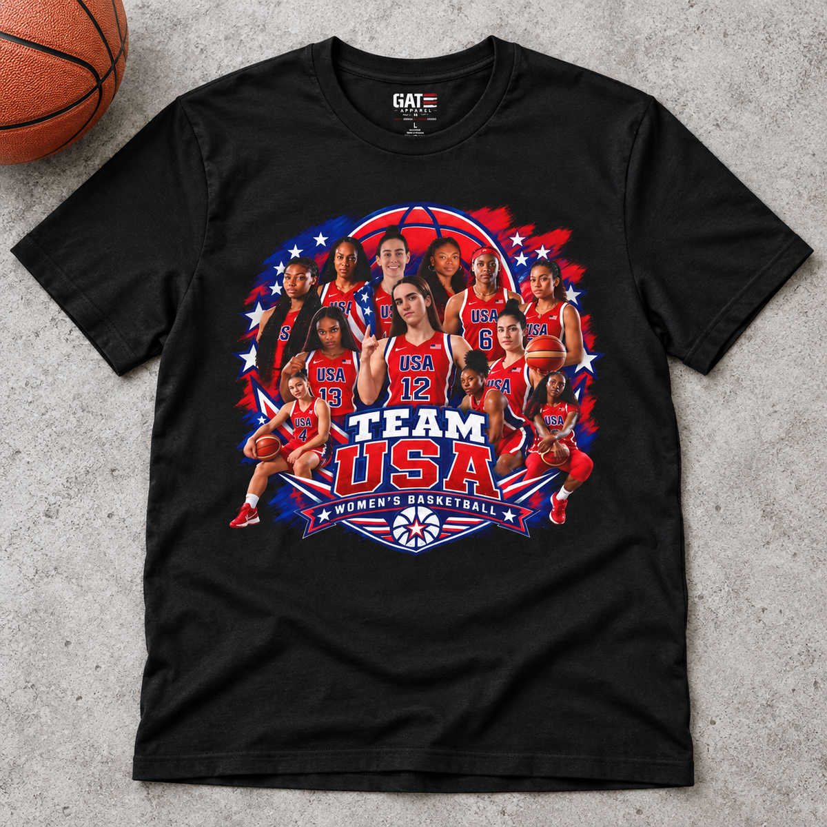 Team USA Women's Basketball: World Stage T-Shirt lay-flat lifestyle main photo