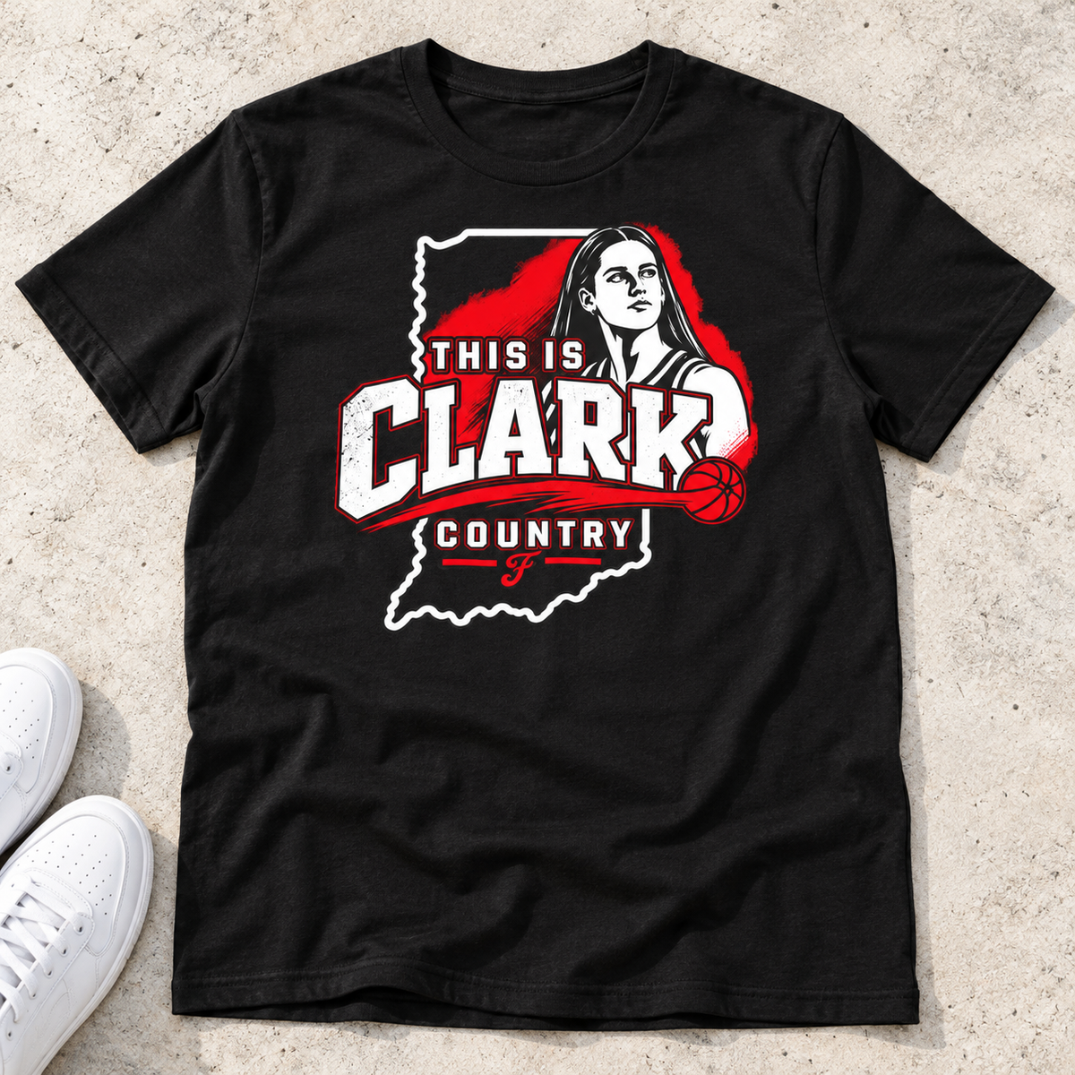 Indiana Fever – Caitlin Clark – Clark Country T-Shirt lay-flat lifestyle main photo