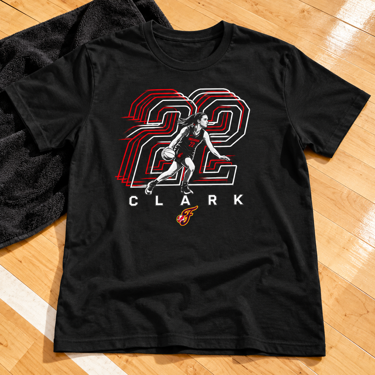 Indiana Fever – Caitlin Clark – #22 Basketball T-Shirt lay-flat lifestyle main photo
