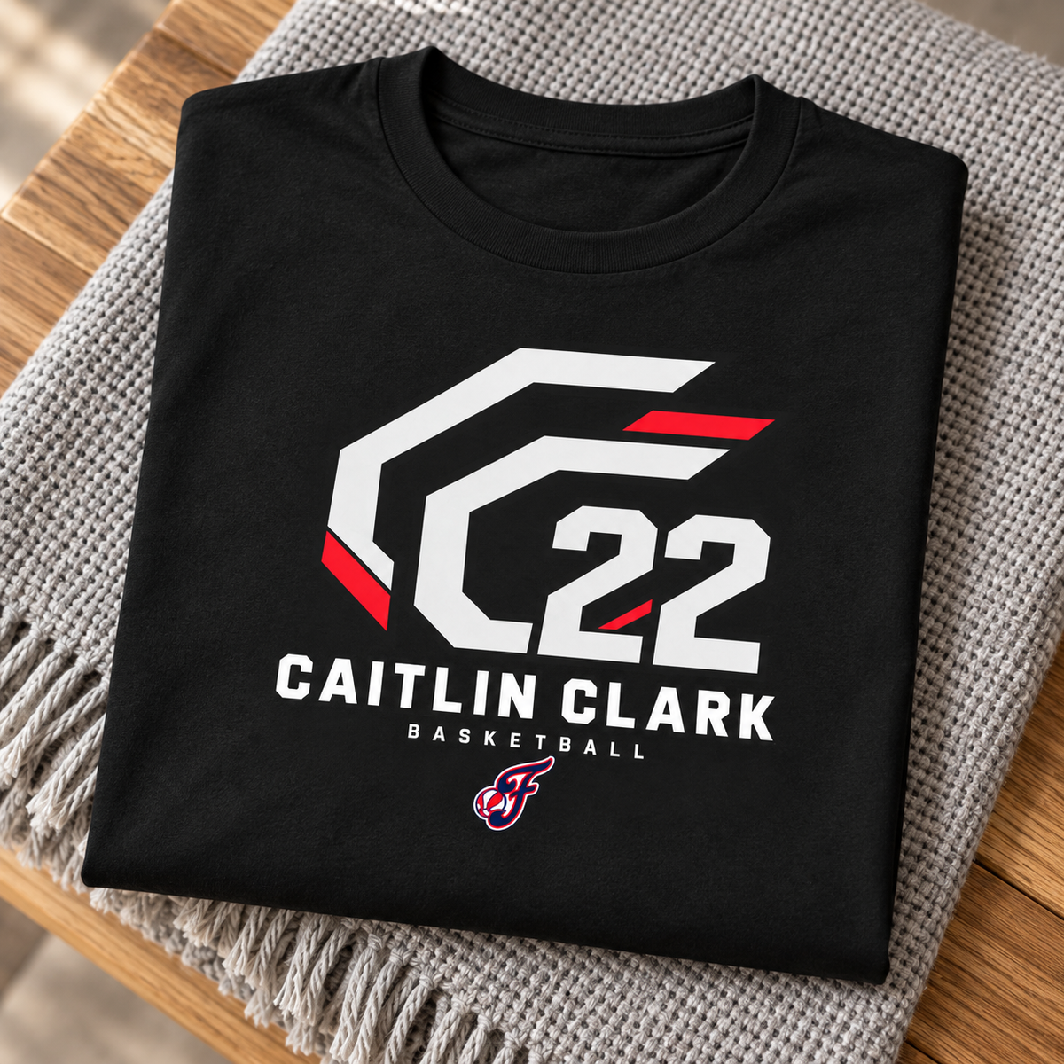 Indiana Fever – Caitlin Clark – CC22 Monogram Basketball T-Shirt folded lifestyle main photo
