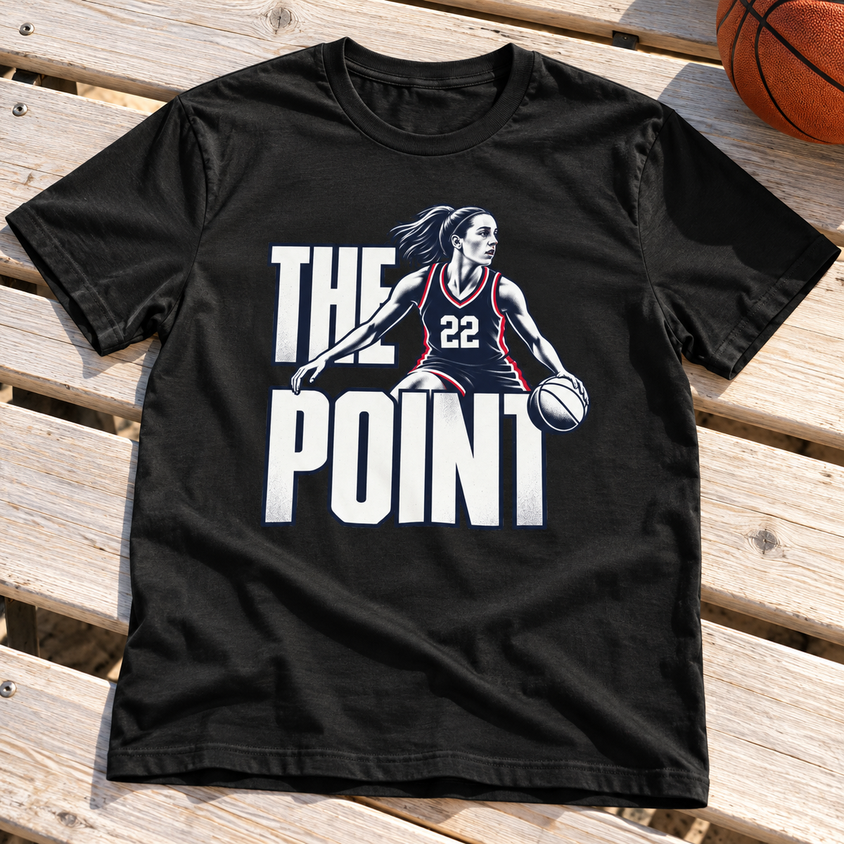 Indiana Fever – Caitlin Clark – The Point Basketball T-Shirt lay-flat lifestyle main photo