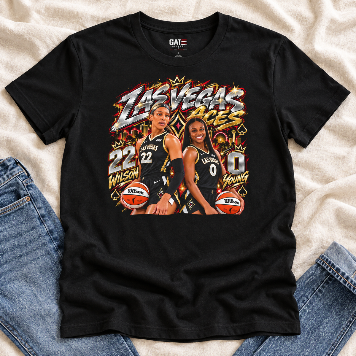 Las Vegas Aces WNBA Shirt – Women's Basketball Graphic Tee lay-flat lifestyle main photo