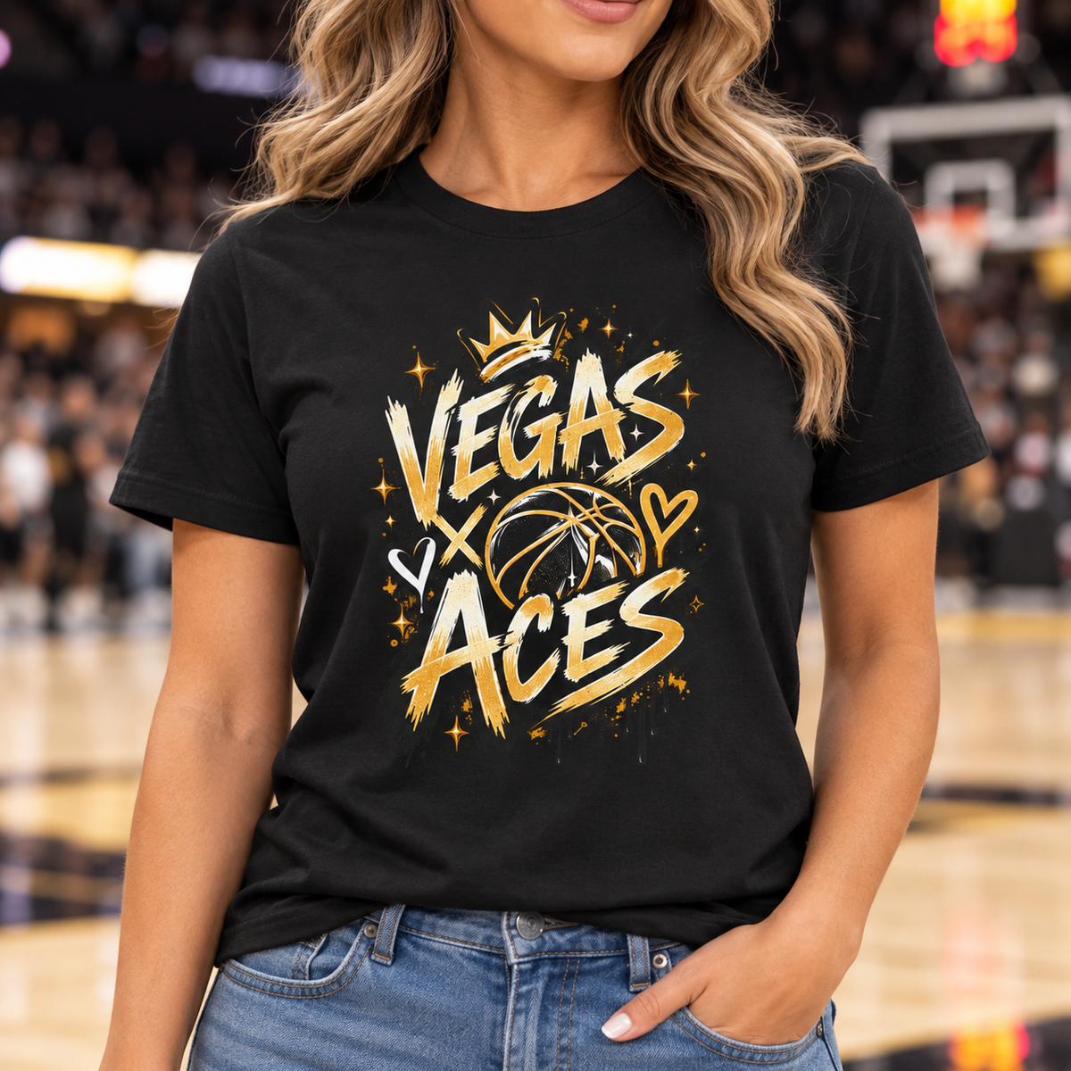 Las Vegas Aces Basketball Shirt – Retro Graffiti WNBA Tee model lifestyle main photo